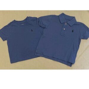 Ralph Lauren Baby Boys 12M Polo Shirt & T-Shirt Tee Blue Pony Logo Lot of 2